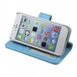 Wholesale iPhone 5 5S square Flip Leather Wallet Case with Stand (Blue)